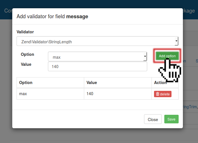 Message Field - StringLength Validator