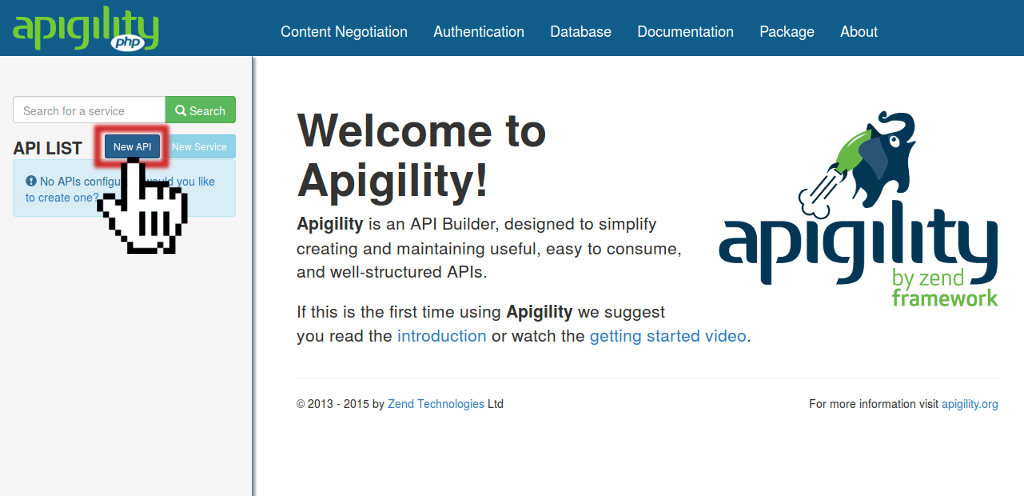Apigility APIs Screen
